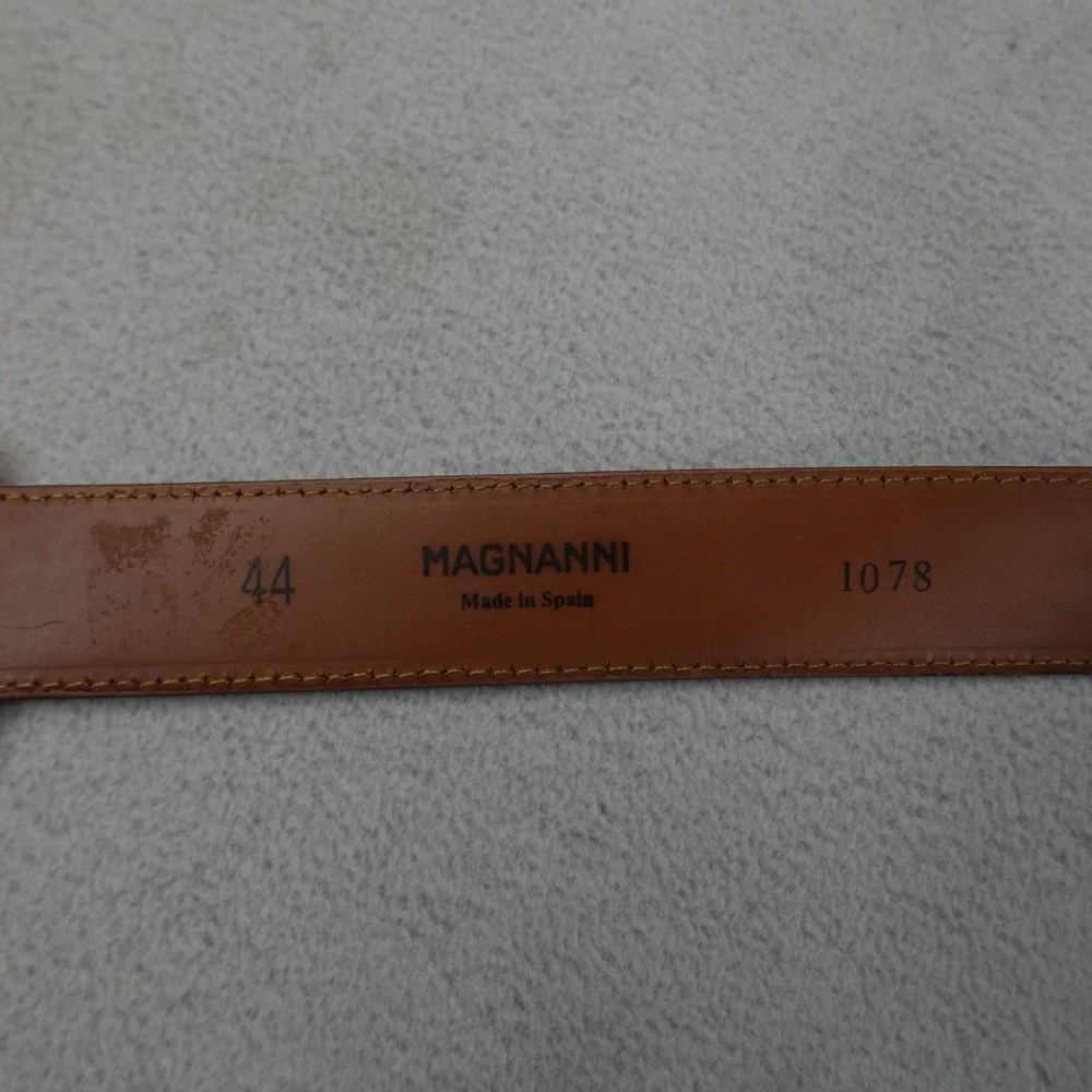 Magnanni Belt Mens 44 Brown Leather Dress Belt Made in Spain 1078